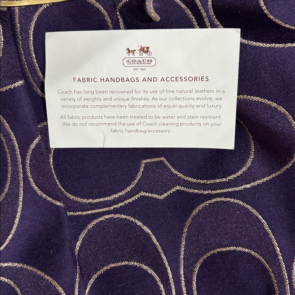 Coach Poppy Collectiom Dark Purple/Gold  Tote with Sz (L) - Like NEW!! - Picture 3 of 11